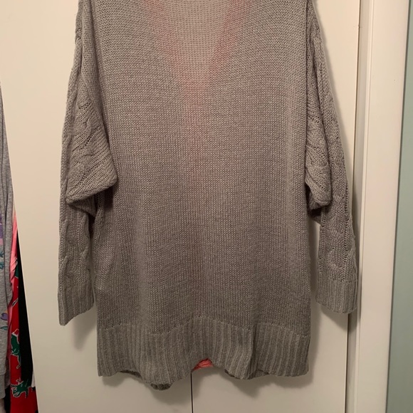 CLLR Lucille Cardigan, Oversized, Gray and Pink, Plus Size 18-26 - Picture 2 of 16